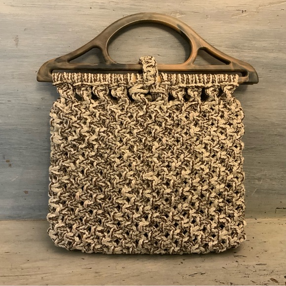 Vintage‎ Handmade Macrame Handbag Purse 12x14 Good Condition - Picture 2 of 5